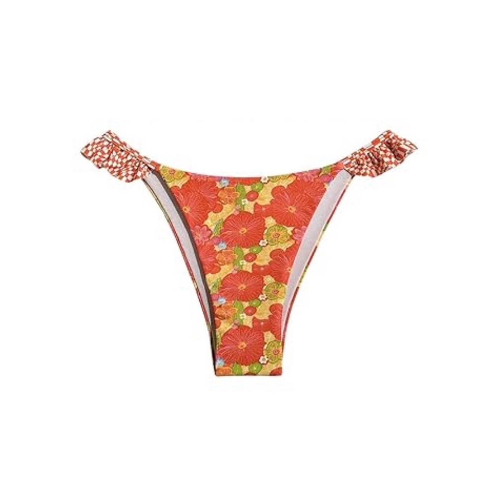 Strawberry Milk Mob Citrus Kiss Ruffled Cheeky Floral Print Bikini Bottoms